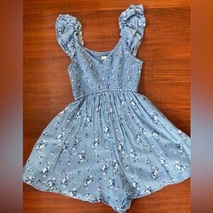 Hollister Blue Floral Shortall Romper Size XS
